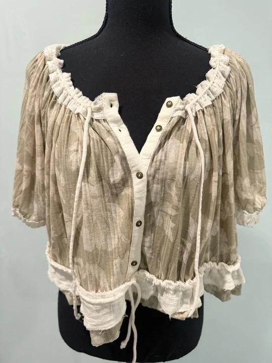 Free People Sheer Pleated Skirt in Light Olive - Picture 5 of 5